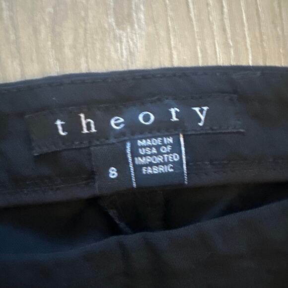 Women 8 Theory High Waist NW Edition Straight Leg Black Wool Dress Ankle Pants - Picture 3 of 7